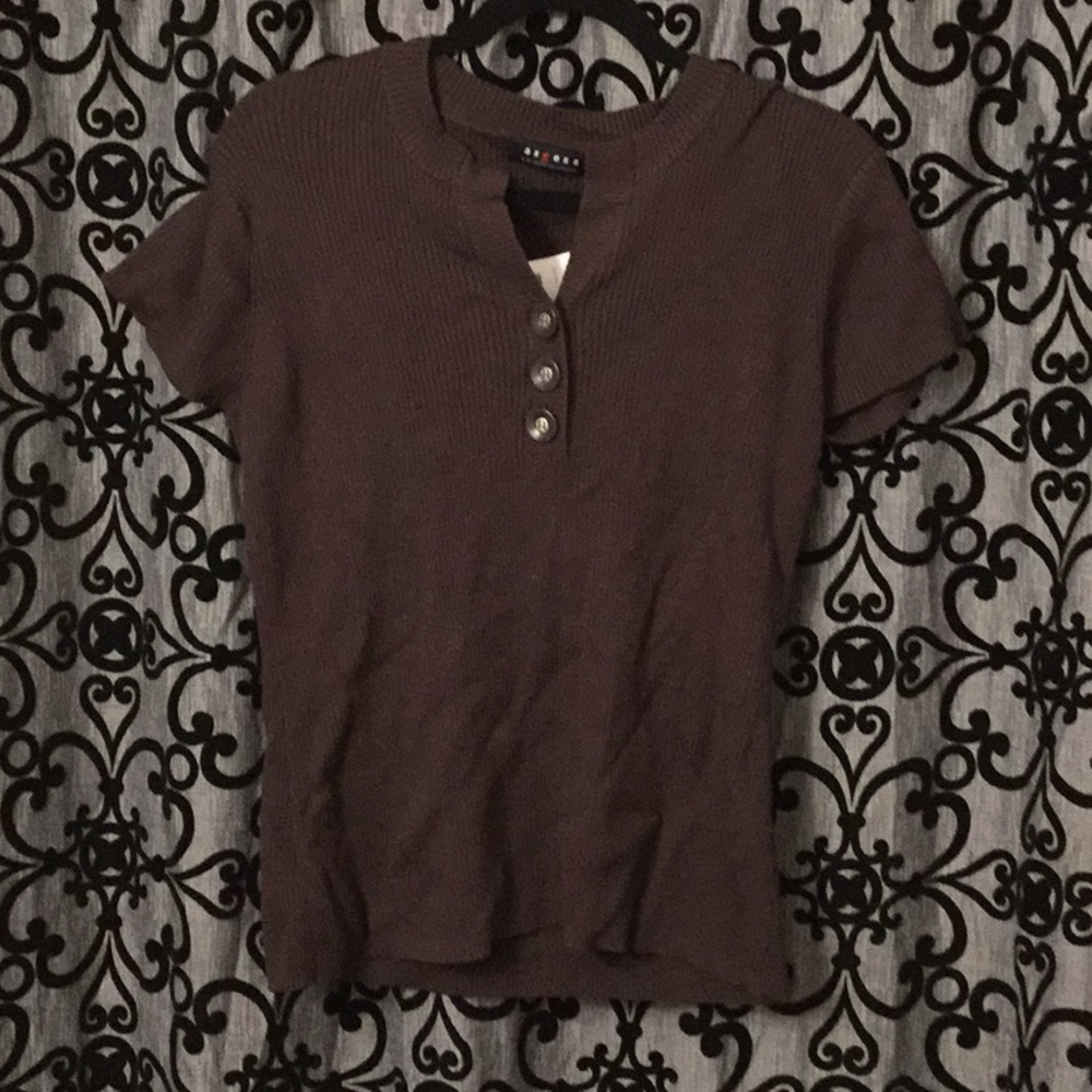 Access Right Mix Henley sweater short sleeve NWT